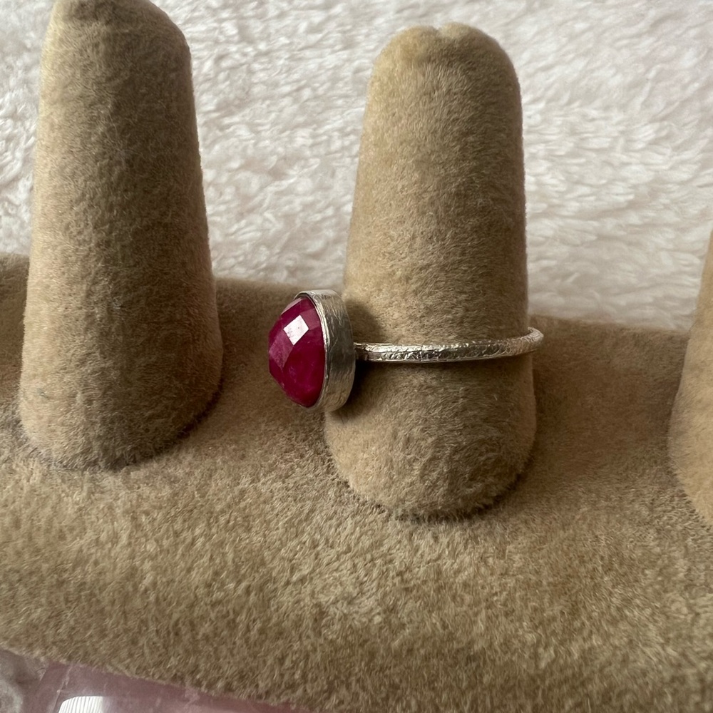 Rough Ruby Genuine Gemstone Sterling Ring - image 4